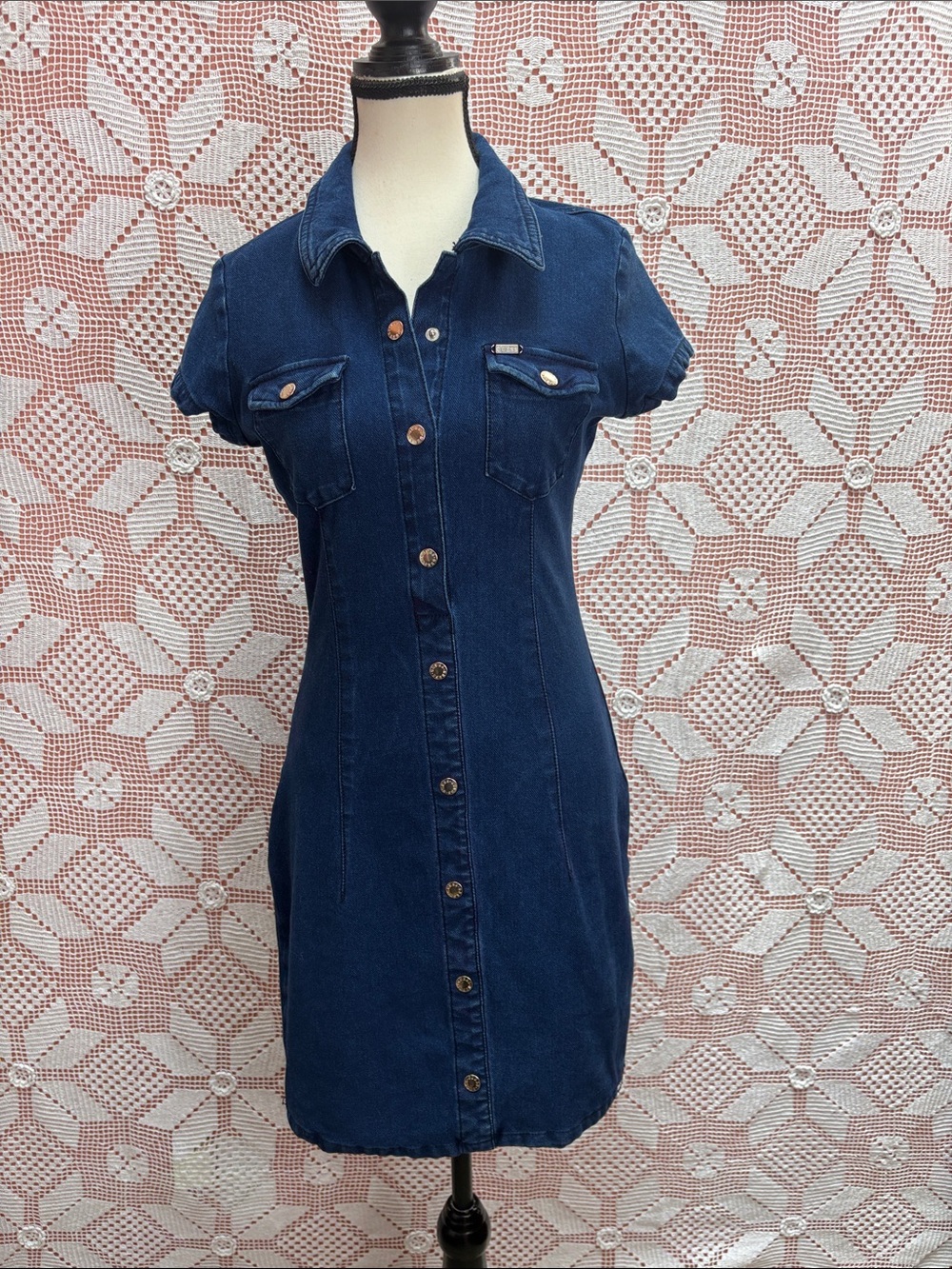 Guess Denim Button Front Mini Dress sz M